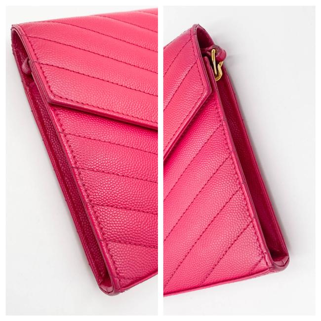 Saint Laurent Medium Wallet On A Chain Ghw Monogram Pink Leather Shoulder Bag - photo 7