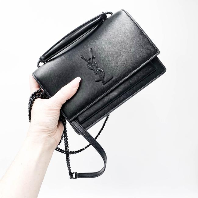 Saint Laurent Monogram Top Handle Sunset Noir Bhw Black Leather Shoulder Bag - photo 7