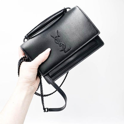 Saint Laurent Monogram Top Handle Sunset Noir Bhw Black Leather Shoulder Bag - photo 7