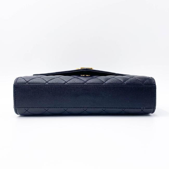 Saint Laurent Monogram Envelope Grain De Poudre Textured Mixed Matelasse Triquilt Small Black Leather Shoulder Bag - image 7
