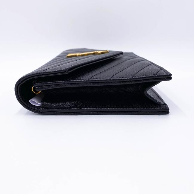 Saint Laurent Monogram Envelope Chain Wallet Grain De Poudre Matelasse Chevron Black Leather Shoulder Bag - image 7