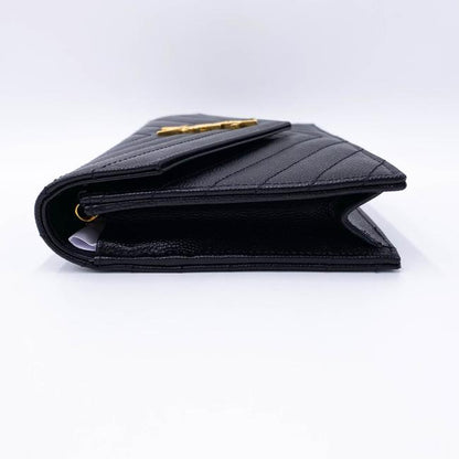 Saint Laurent Monogram Envelope Chain Wallet Grain De Poudre Matelasse Chevron Black Leather Shoulder Bag - image 7