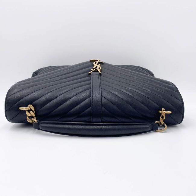Saint Laurent Ghw Matelasse Chevron Monogram Large College Satchel Black Sheepskin Leather Shoulder Bag - image 7