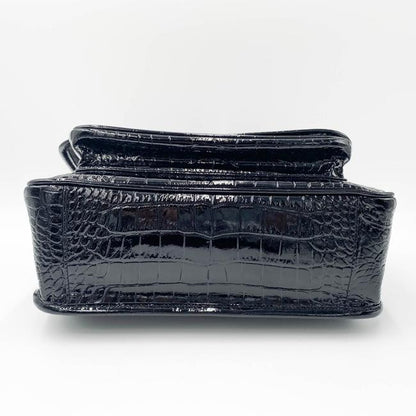 Saint Laurent Niki Medium Crocodile-embossed Black Patent Leather Shoulder Bag - photo 8
