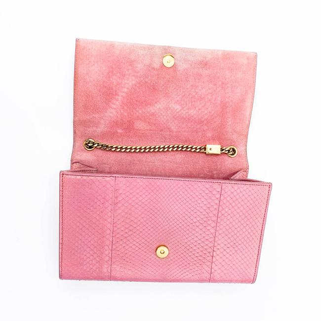 Saint Laurent Monogram Kate Medium Monogram Snakeskin Pink Leather Shoulder Bag - photo 8