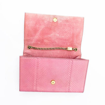 Saint Laurent Monogram Kate Medium Monogram Snakeskin Pink Leather Shoulder Bag - photo 8