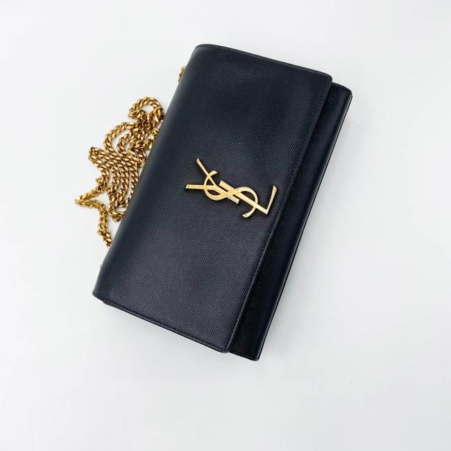 Saint Laurent Monogram Kate Grain De Poudre Medium Classic Satchel Black Leather Shoulder Bag - image 7