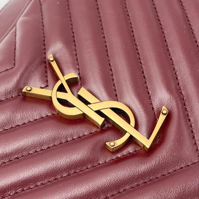 Saint Laurent Monogram Lou Camera Calfskin Matelasse Dark Legion Red Leather Shoulder Bag - photo 8