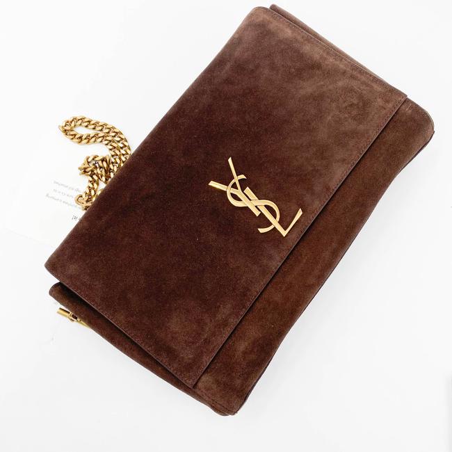 Saint Laurent Monogram Kate Soft Medium Reversible Ysl Monogram Brown Suede Leather Cross Body Bag - image 8