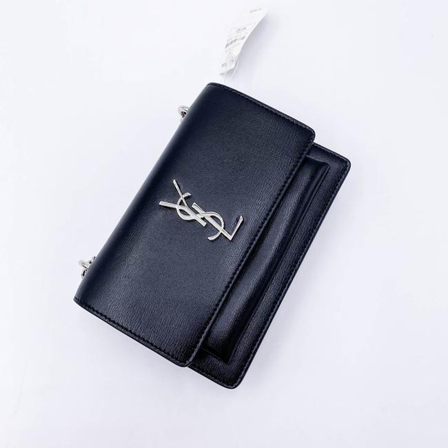 Saint Laurent Monogram Sunset Chain Wallet Black Calfskin Leather Shoulder Bag - photo 8