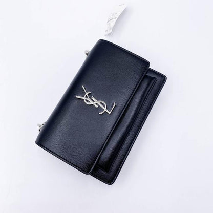 Saint Laurent Monogram Sunset Chain Wallet Black Calfskin Leather Shoulder Bag - photo 8