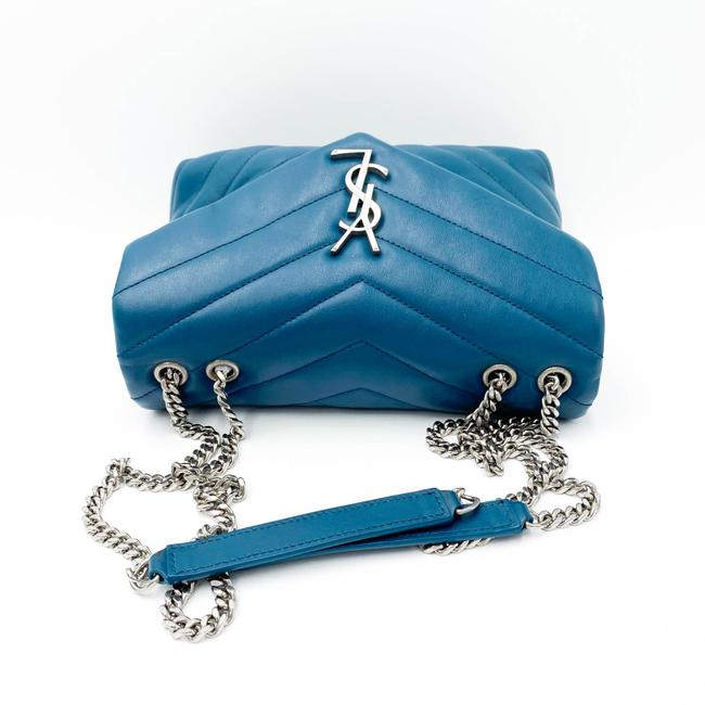 Saint Laurent Monogram Loulou Calfskin Y Quilted Monogram Small Chain Satchel Blue Leather Shoulder Bag - image 7
