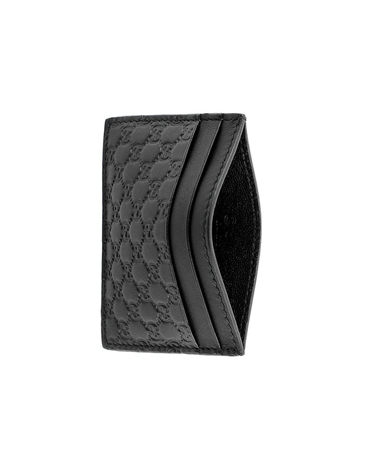 Gg Canvas Embossed Leather Card Holder Black - image 2