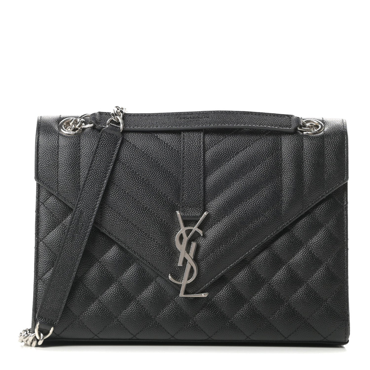 Saint Laurent Grain De Poudre Textured Mixed Matelasse Triquilt Medium Monogram Satchel Black - image 1