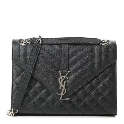 Saint Laurent Grain De Poudre Textured Mixed Matelasse Triquilt Medium Monogram Satchel Black - image 1