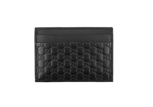 Gg Canvas Embossed Leather Card Holder Black - image 1