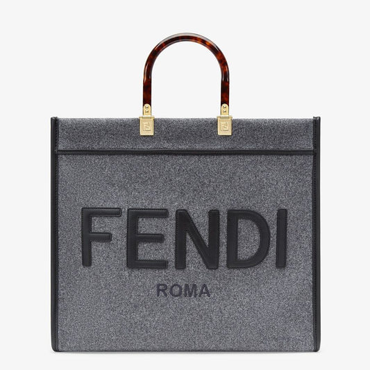 Fendi Large Gray Flannel Shopper - photo 1