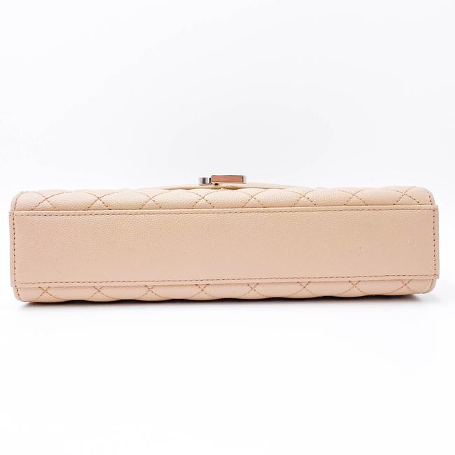 Saint Laurent Monogram Envelope Grain De Poudre Textured Mixed Matelasse Medium Triquilt Beige Leather Shoulder Bag - image 9