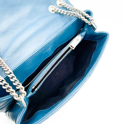 Saint Laurent Monogram Loulou Calfskin Y Quilted Monogram Small Chain Satchel Blue Leather Shoulder Bag - image 8