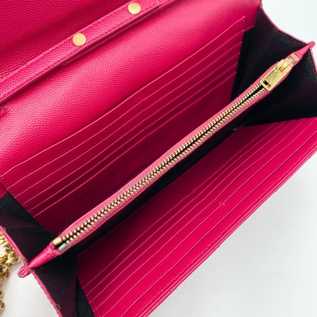 Saint Laurent Medium Wallet On A Chain Ghw Monogram Pink Leather Shoulder Bag - photo 9
