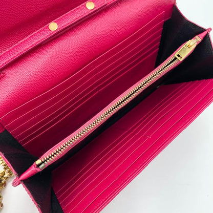 Saint Laurent Medium Wallet On A Chain Ghw Monogram Pink Leather Shoulder Bag - photo 9