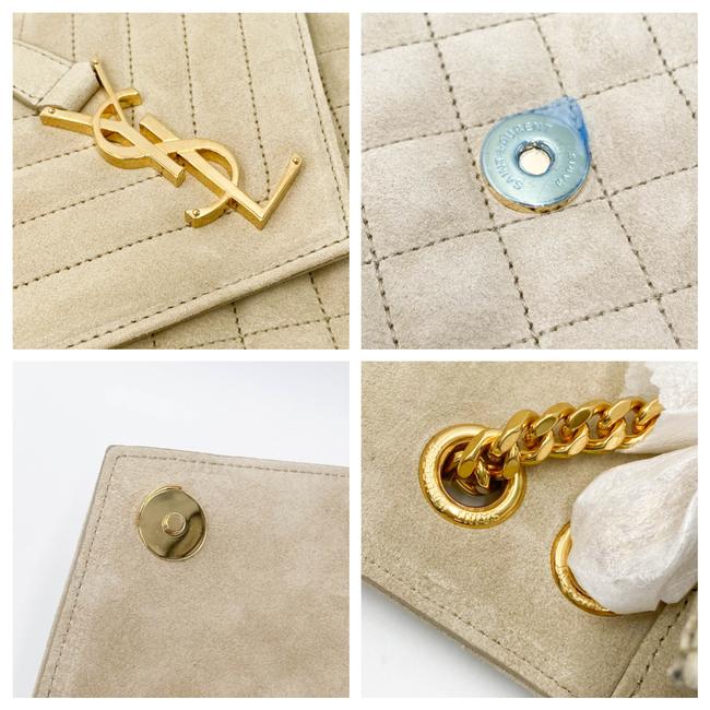 Saint Laurent Monogram Envelope Medium Beige Suede Leather Shoulder Bag - photo 10