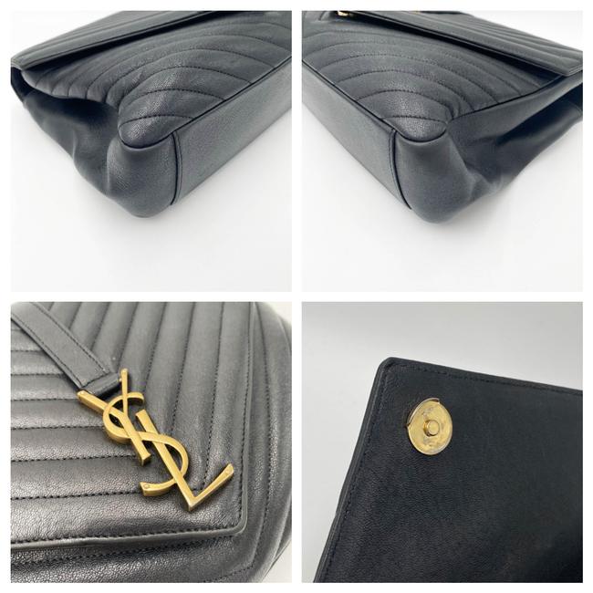 Saint Laurent Ghw Matelasse Chevron Monogram Large College Satchel Black Sheepskin Leather Shoulder Bag - image 10