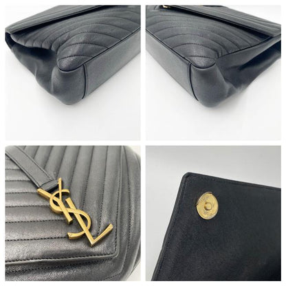 Saint Laurent Ghw Matelasse Chevron Monogram Large College Satchel Black Sheepskin Leather Shoulder Bag - image 10