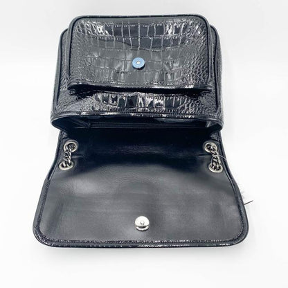 Saint Laurent Niki Medium Crocodile-embossed Black Patent Leather Shoulder Bag - photo 10