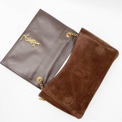 Saint Laurent Monogram Kate Soft Medium Reversible Ysl Monogram Brown Suede Leather Cross Body Bag - image 10