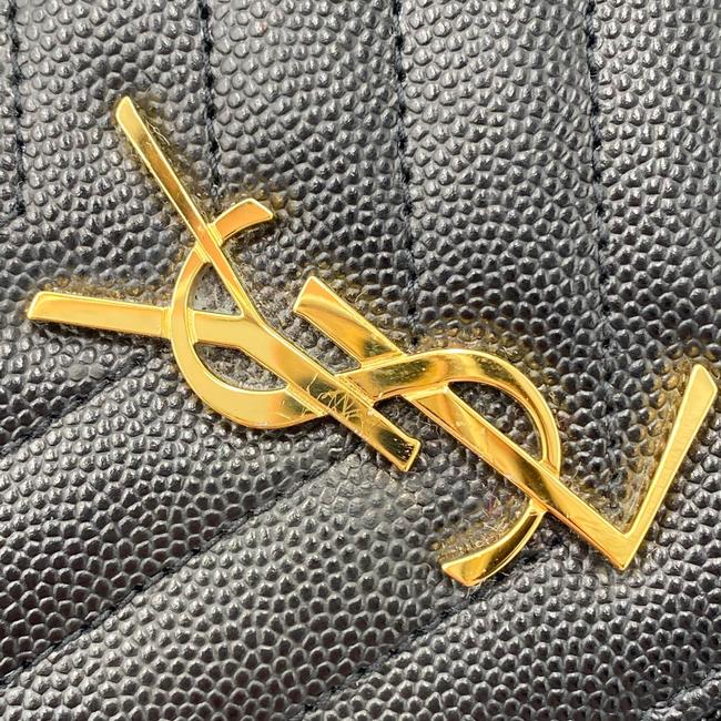 Saint Laurent Monogram Envelope Chain Wallet Grain De Poudre Matelasse Chevron Black Leather Shoulder Bag - image 10