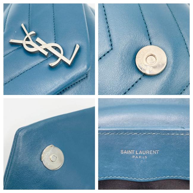 Saint Laurent Monogram Loulou Calfskin Y Quilted Monogram Small Chain Satchel Blue Leather Shoulder Bag - image 9