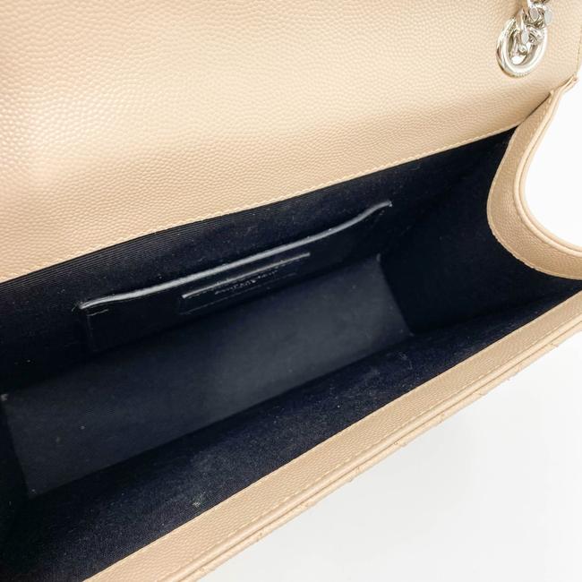Saint Laurent Monogram Envelope Grain De Poudre Textured Mixed Matelasse Medium Triquilt Beige Leather Shoulder Bag - image 10