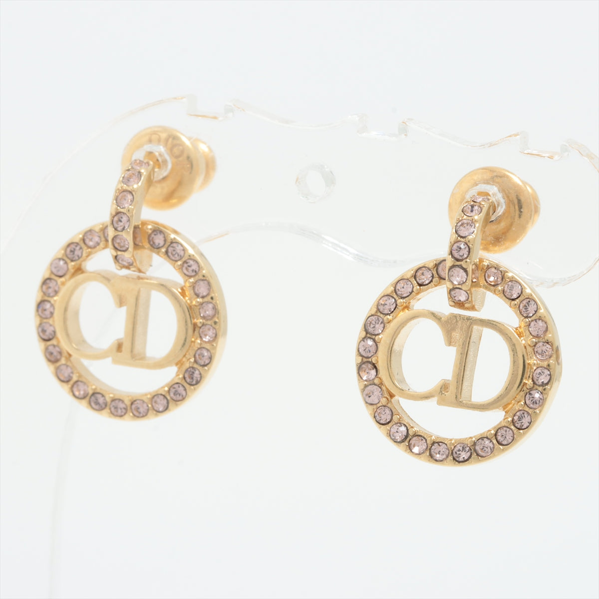 Dior Round CD Pink Rhinestone Earrings (Costume Jewellery) - photo 1