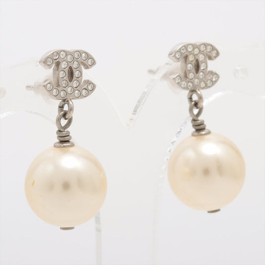 Chanel CC Pearl Drop Earrings Silver (Costume Jewellery) - photo 2