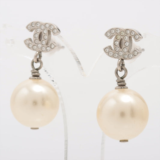 Chanel CC Pearl Drop Earrings Silver (Costume Jewellery) - photo 1