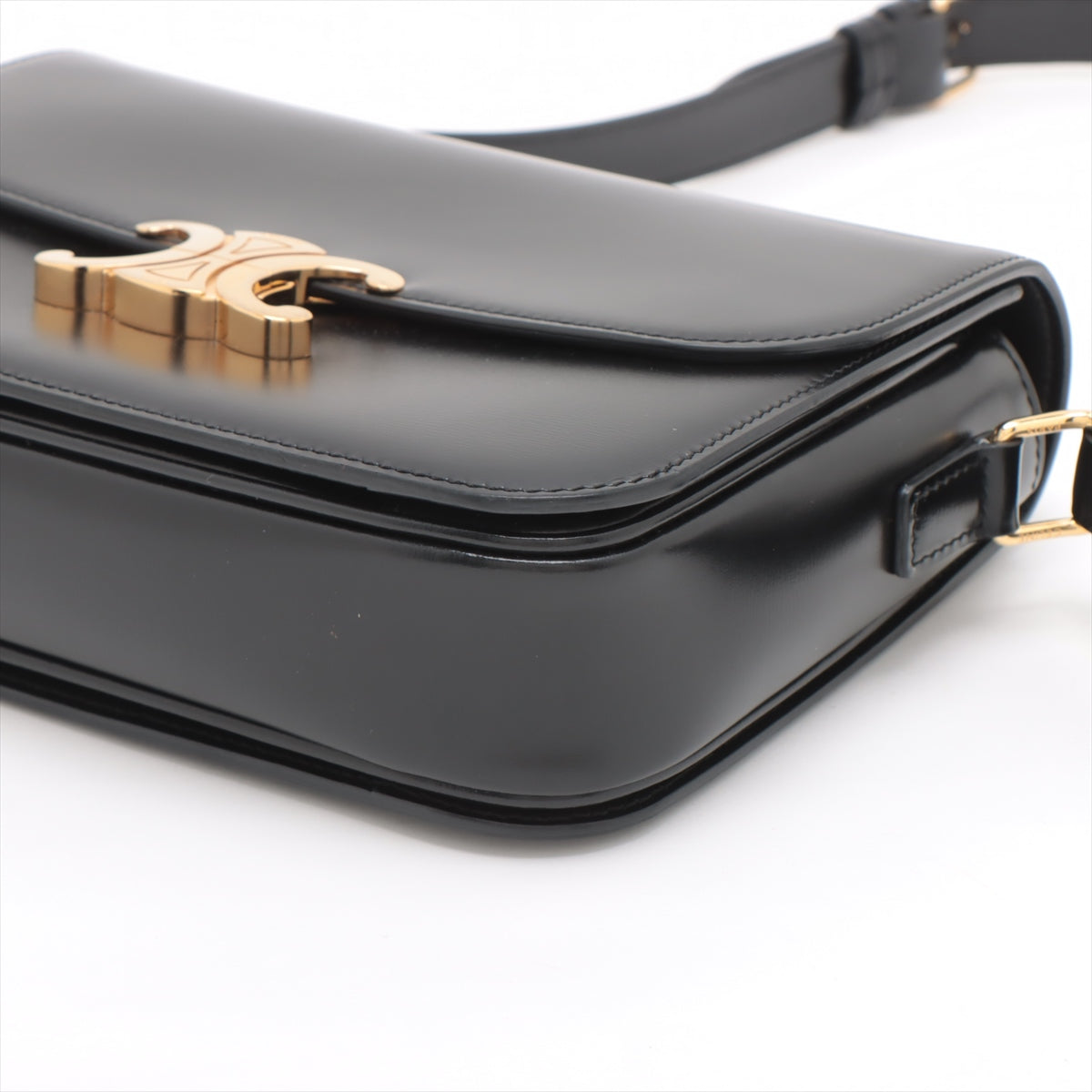 Celine Triomphe Teen Leather Shoulder Bag Black - photo 13
