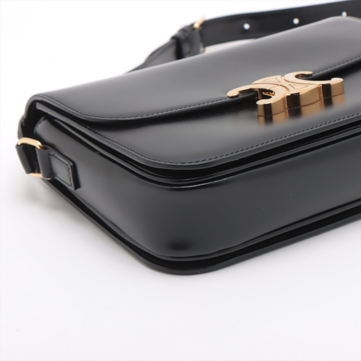 Celine Triomphe Teen Leather Shoulder Bag Black - photo 12