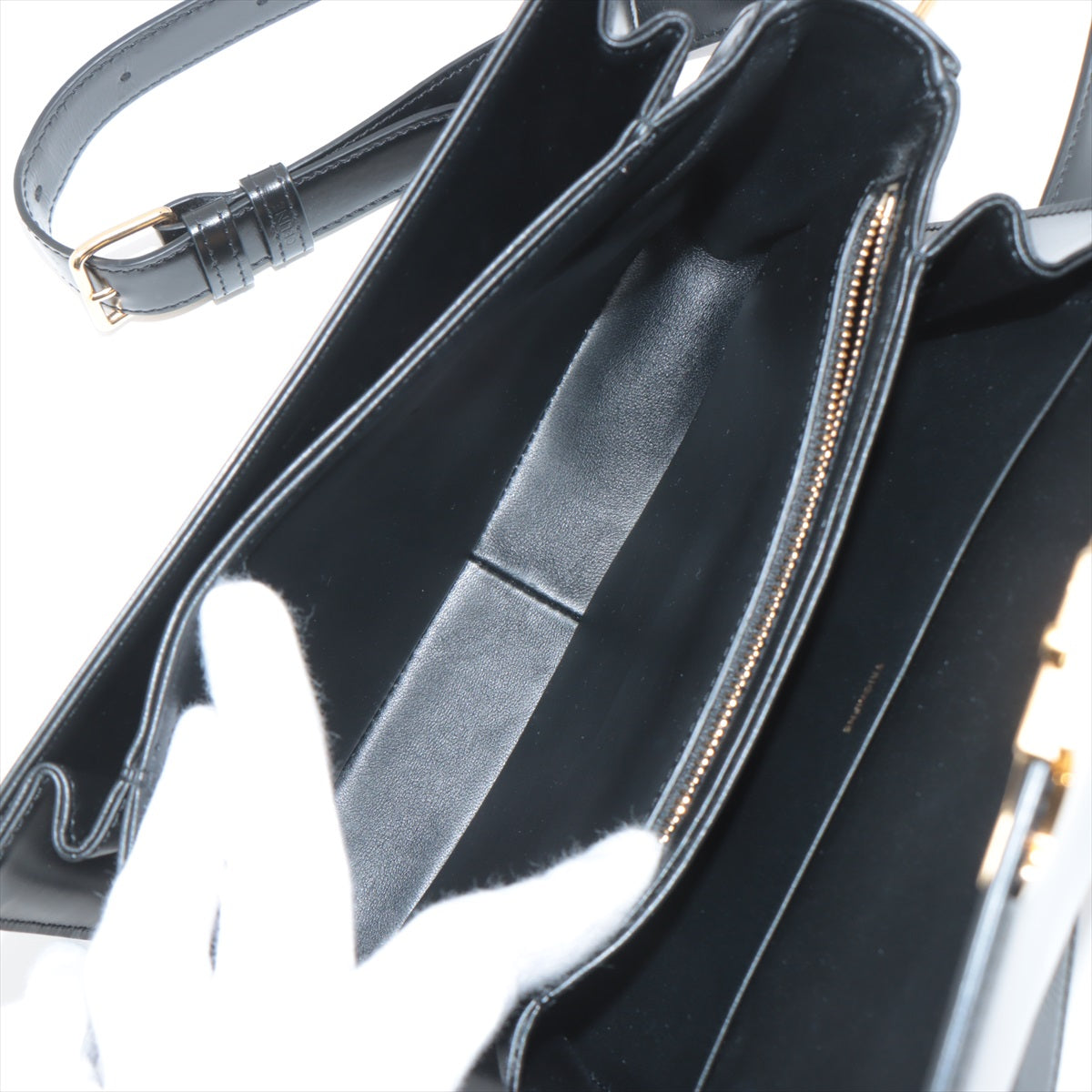Celine Triomphe Teen Leather Shoulder Bag Black - photo 11
