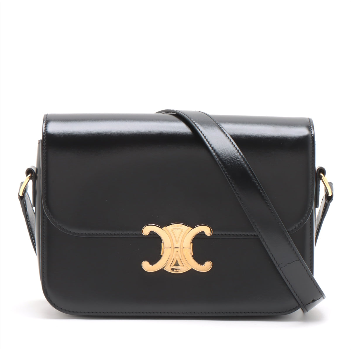 Celine Triomphe Teen Leather Shoulder Bag Black - photo 2