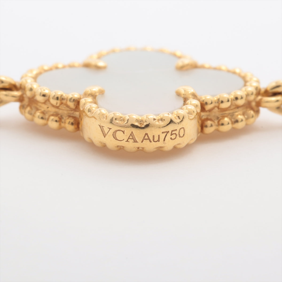 ITEM 18 - Van Cleef & Arpels Vintage Alhambra 5 Motif Mother of Pearl MOP Bracelet - photo 2
