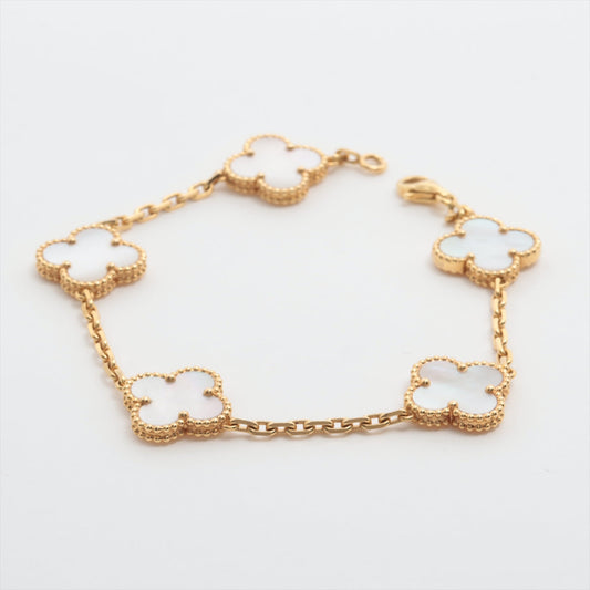 ITEM 18 - Van Cleef & Arpels Vintage Alhambra 5 Motif Mother of Pearl MOP Bracelet - photo 1
