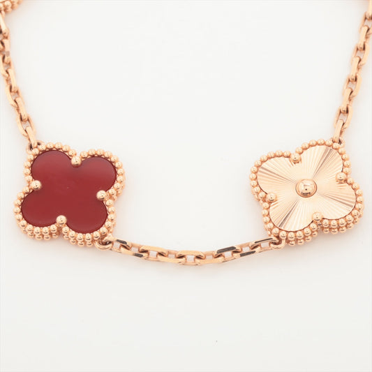 Van Cleef & Arpels Vintage Alhambra 5 Motif Guilloche Carnelian Bracelet 2023 - photo 2