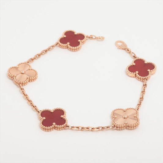Van Cleef & Arpels Vintage Alhambra 5 Motif Guilloche Carnelian Bracelet 2023 - photo 1