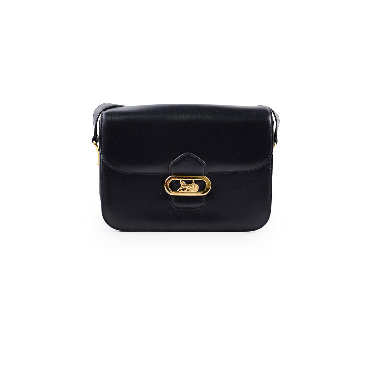 Celine Vintage Navy Horse and Carriage Shoulder Bag - photo 1