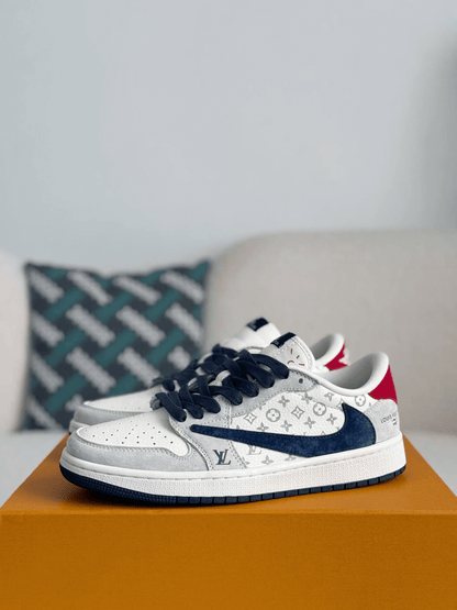 Louis Vuitton x Nike SB Dunk Low White Monogram Navy Red - image 1