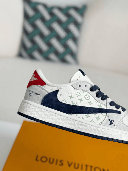 Louis Vuitton x Nike SB Dunk Low White Monogram Navy Red - image 3