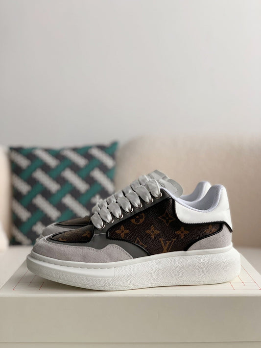 Alexander McQueen x Louis Vuitton Oversized Sneakers with Brown Monogram and Grey Suede Accents - image 1