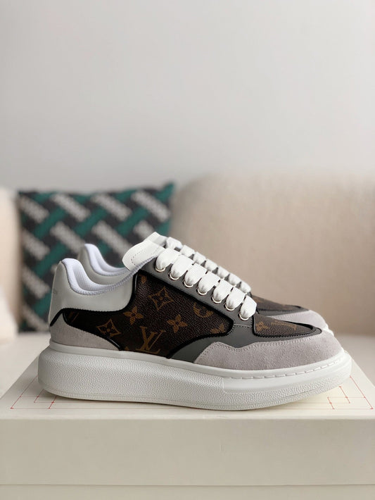 Alexander McQueen x Louis Vuitton Oversized Sneakers with Brown Monogram and Grey Suede Accents - image 2