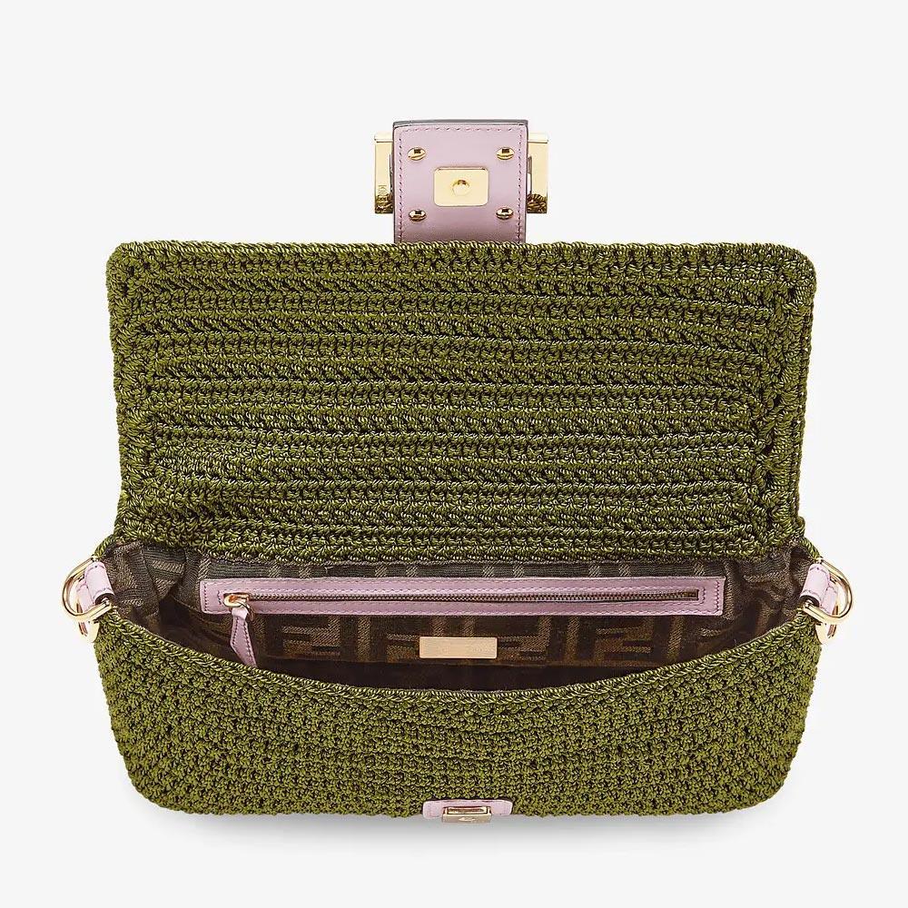 BAGUETTE Green Cotton Crochet Bag - image 4